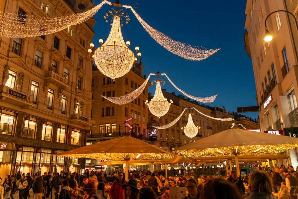 Festive Evening at Vienna's Graben Street Lighting