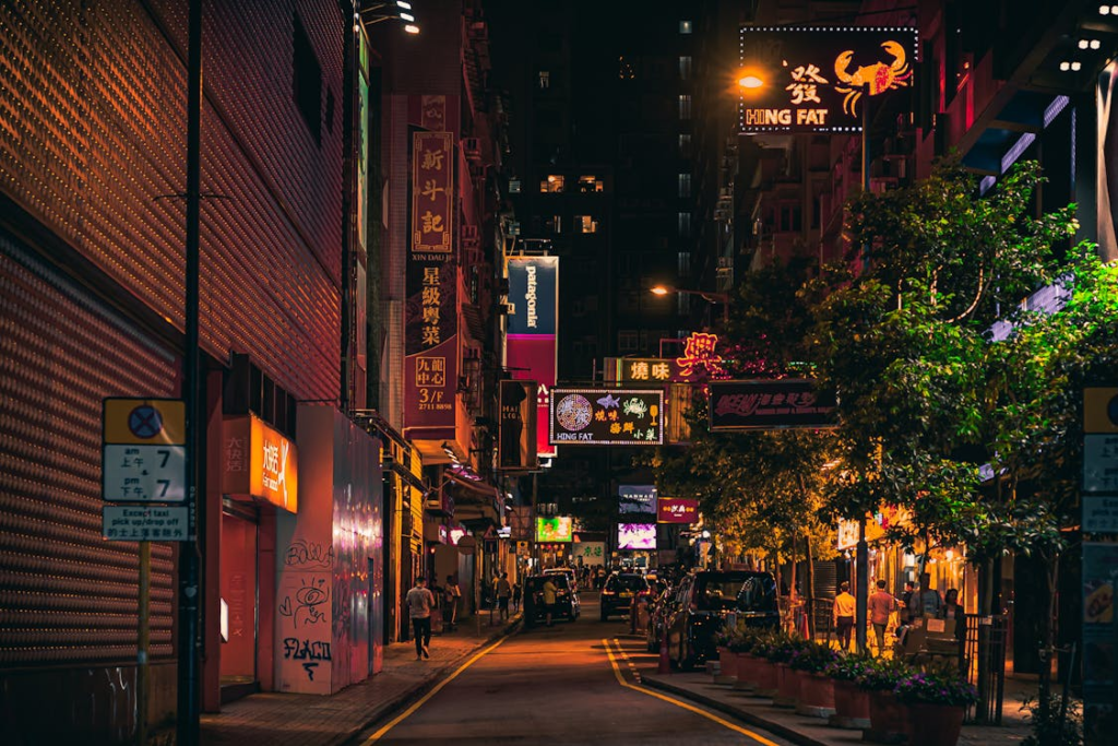 Lighted Signage at Night