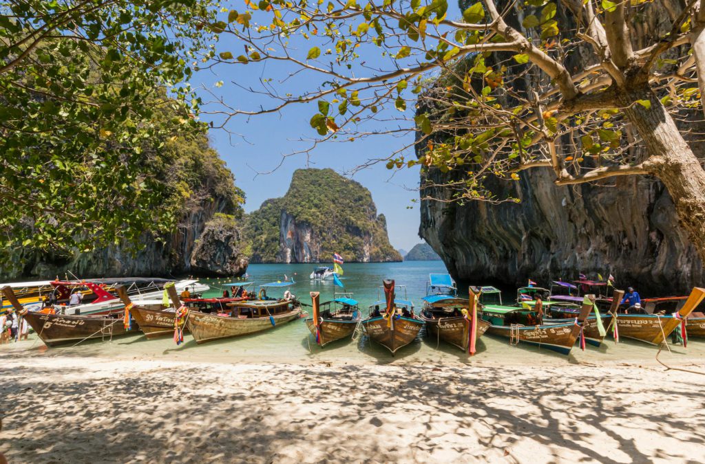 Boats on the warm Seashore, Thailand