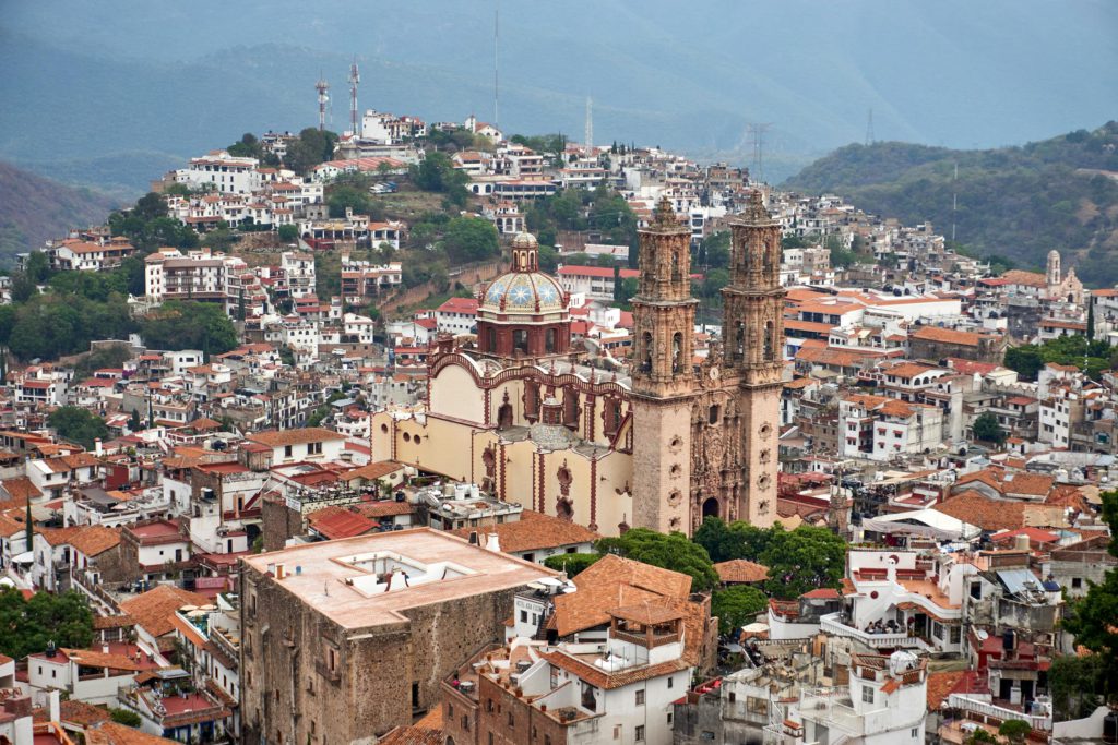 Aerial View of Santa Prisca Church in Taxco, Guerrero, Mexico City